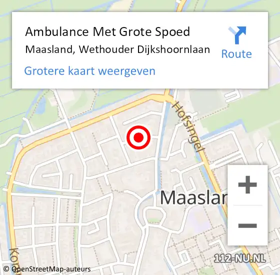 Locatie op kaart van de 112 melding: Ambulance Met Grote Spoed Naar Maasland, Wethouder Dijkshoornlaan op 25 december 2017 12:01