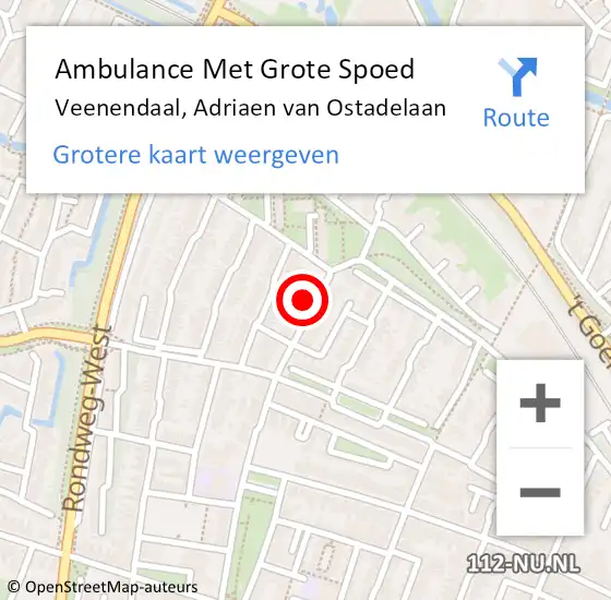 Locatie op kaart van de 112 melding: Ambulance Met Grote Spoed Naar Veenendaal, Adriaen van Ostadelaan op 25 december 2017 12:37