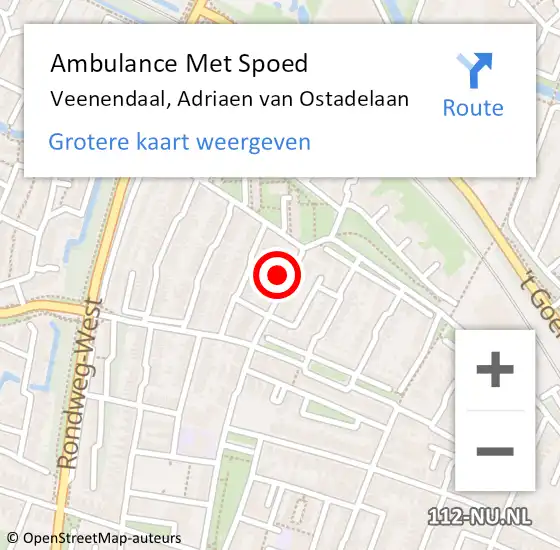 Locatie op kaart van de 112 melding: Ambulance Met Spoed Naar Veenendaal, Adriaen van Ostadelaan op 25 december 2017 13:01