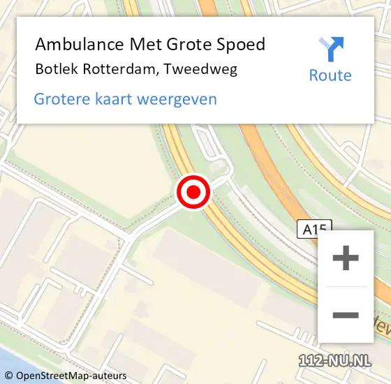 Locatie op kaart van de 112 melding: Ambulance Met Grote Spoed Naar Botlek Rotterdam, Tweedweg op 25 december 2017 13:11