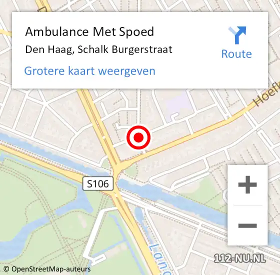 Locatie op kaart van de 112 melding: Ambulance Met Spoed Naar Den Haag, Schalk Burgerstraat op 25 december 2017 13:43