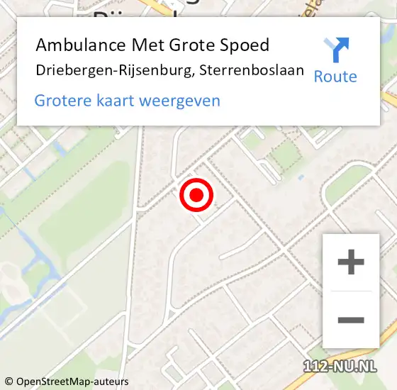 Locatie op kaart van de 112 melding: Ambulance Met Grote Spoed Naar Driebergen-Rijsenburg, Sterrenboslaan op 25 december 2017 13:44