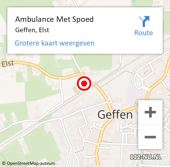 Locatie op kaart van de 112 melding: Ambulance Met Spoed Naar Geffen, Elst op 25 december 2017 14:44