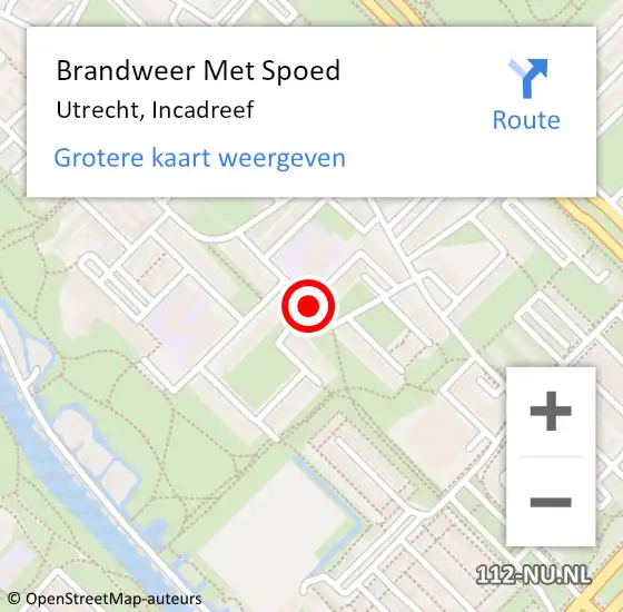 Locatie op kaart van de 112 melding: Brandweer Met Spoed Naar Utrecht, Incadreef op 25 december 2017 14:51