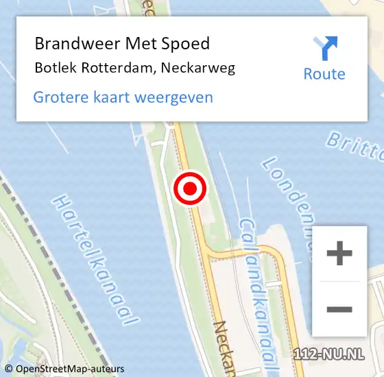Locatie op kaart van de 112 melding: Brandweer Met Spoed Naar Botlek Rotterdam, Neckarweg op 25 december 2017 14:55