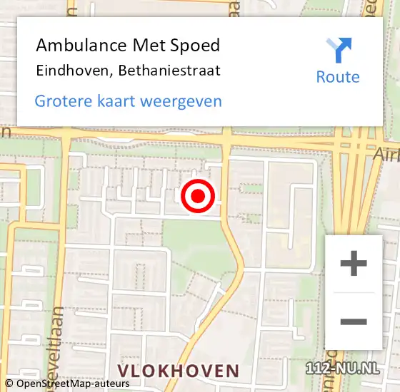 Locatie op kaart van de 112 melding: Ambulance Met Spoed Naar Eindhoven, Bethaniestraat op 25 december 2017 15:03