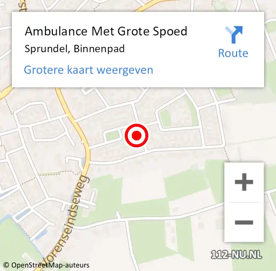 Locatie op kaart van de 112 melding: Ambulance Met Grote Spoed Naar Sprundel, Binnenpad op 25 december 2017 15:22