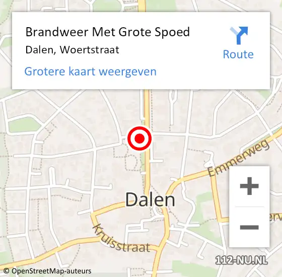 Locatie op kaart van de 112 melding: Brandweer Met Grote Spoed Naar Dalen, Woertstraat op 25 december 2017 15:31