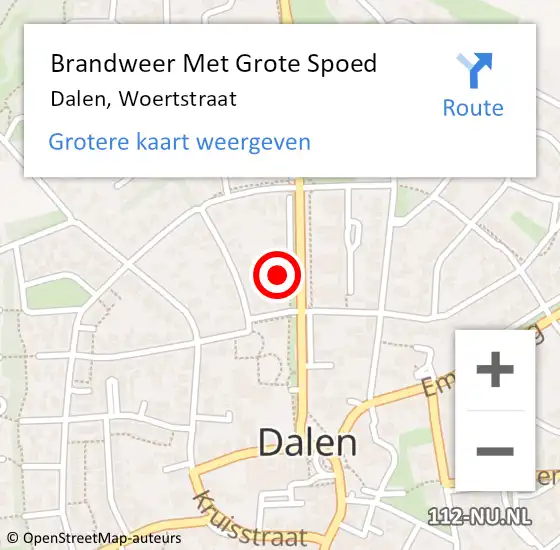 Locatie op kaart van de 112 melding: Brandweer Met Grote Spoed Naar Dalen, Woertstraat op 25 december 2017 15:46