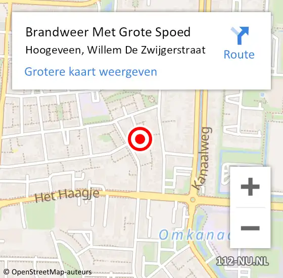 Locatie op kaart van de 112 melding: Brandweer Met Grote Spoed Naar Hoogeveen, Willem De Zwijgerstraat op 11 februari 2014 00:29