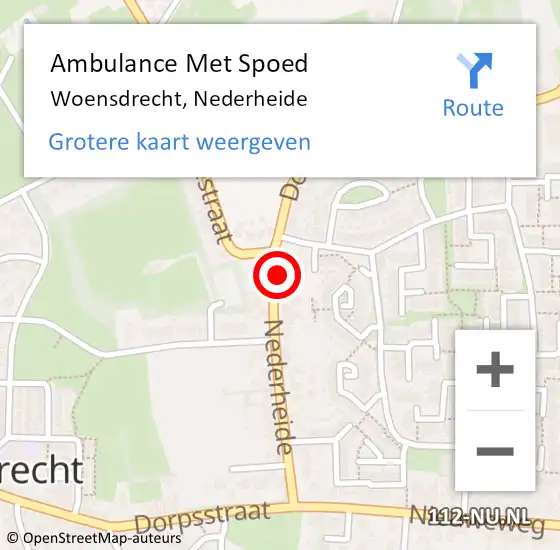 Locatie op kaart van de 112 melding: Ambulance Met Spoed Naar Woensdrecht, Nederheide op 25 december 2017 17:42