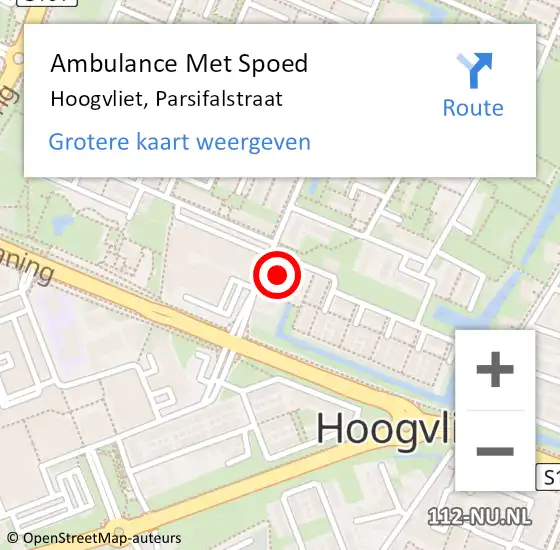 Locatie op kaart van de 112 melding: Ambulance Met Spoed Naar Hoogvliet, Parsifalstraat op 25 december 2017 19:44