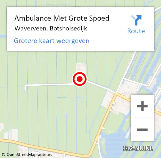 Locatie op kaart van de 112 melding: Ambulance Met Grote Spoed Naar Waverveen, Botsholsedijk op 25 december 2017 20:03