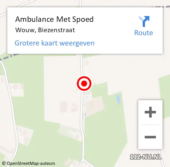 Locatie op kaart van de 112 melding: Ambulance Met Spoed Naar Wouw, Biezenstraat op 25 december 2017 20:18