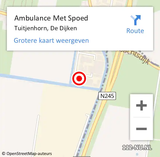 Locatie op kaart van de 112 melding: Ambulance Met Spoed Naar Tuitjenhorn, De Dijken op 11 februari 2014 00:57