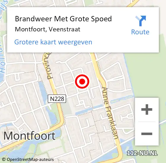 Locatie op kaart van de 112 melding: Brandweer Met Grote Spoed Naar Montfoort, Veenstraat op 25 december 2017 20:44