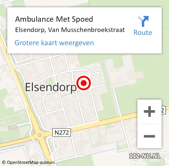 Locatie op kaart van de 112 melding: Ambulance Met Spoed Naar Elsendorp, Van Musschenbroekstraat op 25 december 2017 20:50