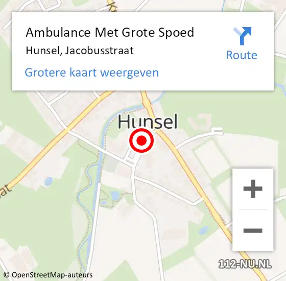 Locatie op kaart van de 112 melding: Ambulance Met Grote Spoed Naar Hunsel, Jacobusstraat op 25 december 2017 21:26