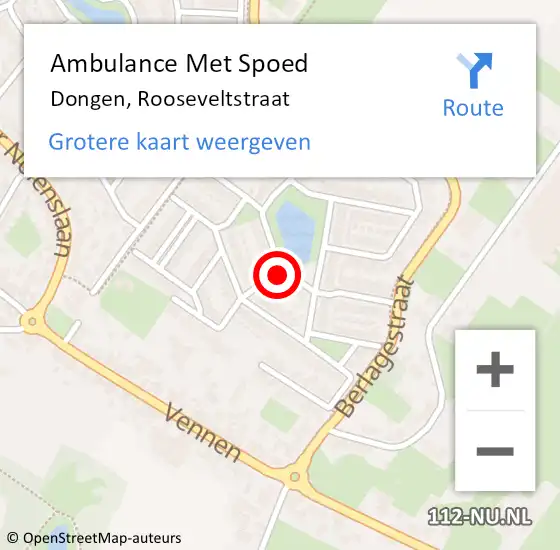 Locatie op kaart van de 112 melding: Ambulance Met Spoed Naar Dongen, Rooseveltstraat op 25 december 2017 21:56