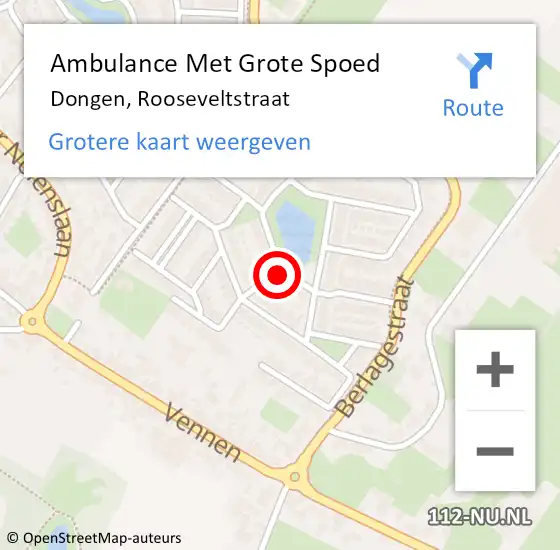 Locatie op kaart van de 112 melding: Ambulance Met Grote Spoed Naar Dongen, Rooseveltstraat op 25 december 2017 21:58