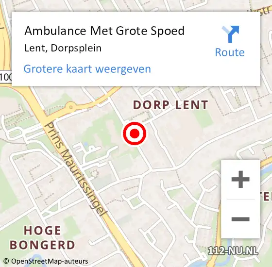 Locatie op kaart van de 112 melding: Ambulance Met Grote Spoed Naar Lent, Dorpsplein op 26 december 2017 01:14