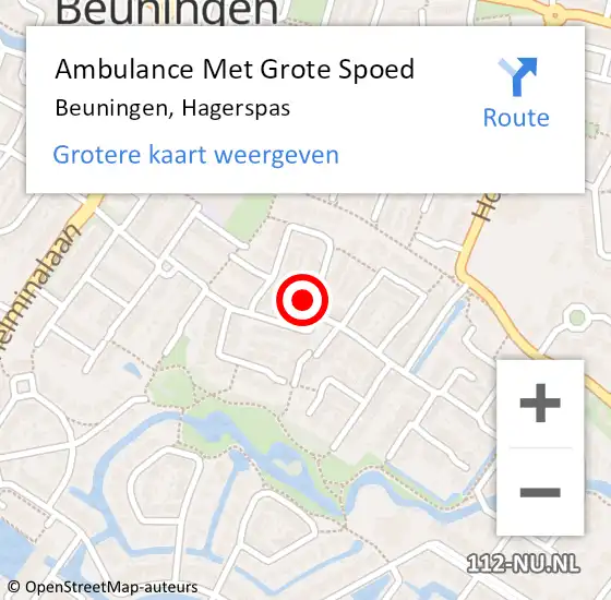 Locatie op kaart van de 112 melding: Ambulance Met Grote Spoed Naar Beuningen, Hagerspas op 26 december 2017 01:50