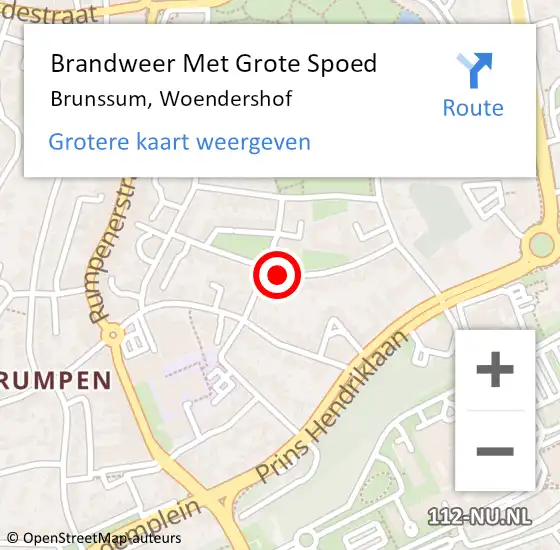 Locatie op kaart van de 112 melding: Brandweer Met Grote Spoed Naar Brunssum, Woendershof op 26 december 2017 03:27