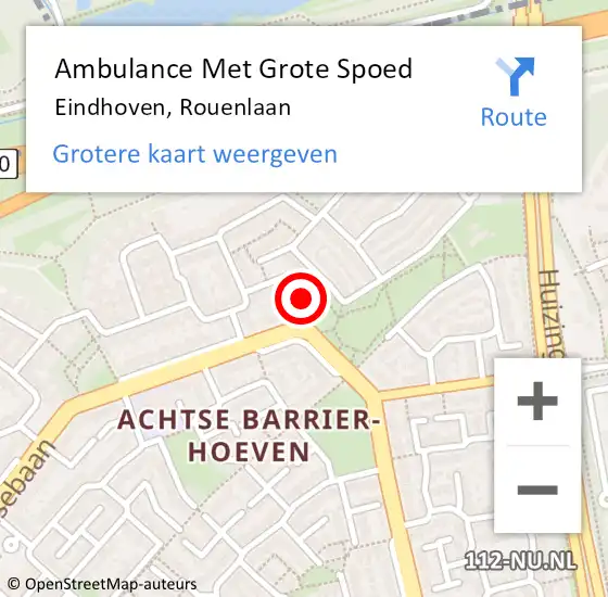 Locatie op kaart van de 112 melding: Ambulance Met Grote Spoed Naar Eindhoven, Rouenlaan op 26 december 2017 03:48