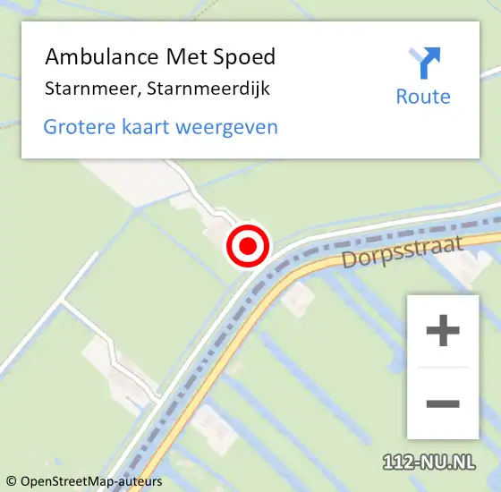 Locatie op kaart van de 112 melding: Ambulance Met Spoed Naar Starnmeer, Starnmeerdijk op 26 december 2017 05:00