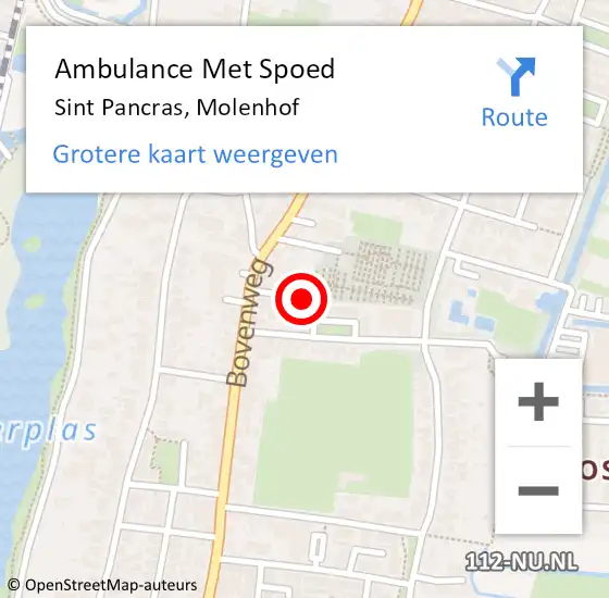 Locatie op kaart van de 112 melding: Ambulance Met Spoed Naar Sint Pancras, Molenhof op 26 december 2017 05:02