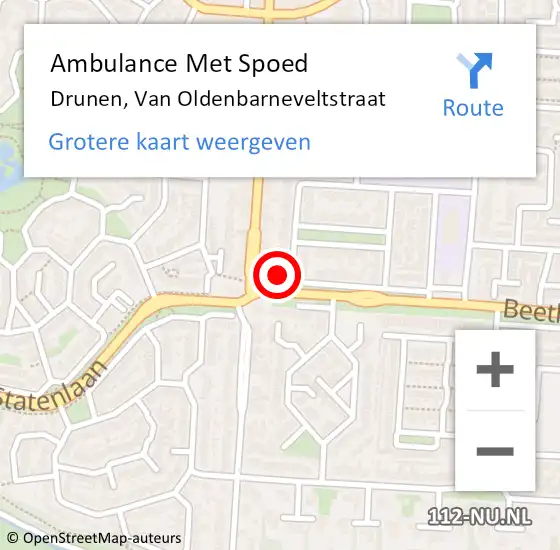 Locatie op kaart van de 112 melding: Ambulance Met Spoed Naar Drunen, Van Oldenbarneveltstraat op 26 december 2017 05:39