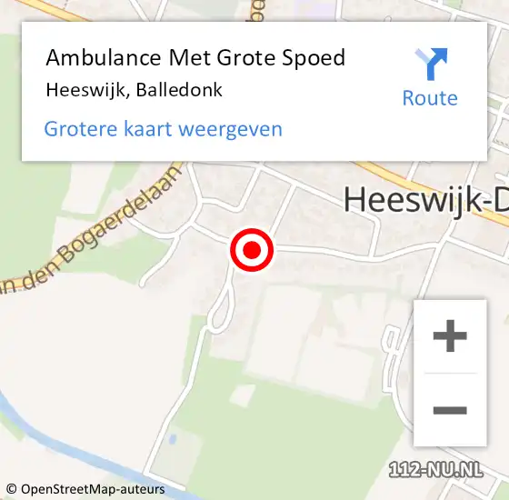 Locatie op kaart van de 112 melding: Ambulance Met Grote Spoed Naar Heeswijk, Balledonk op 26 december 2017 07:57