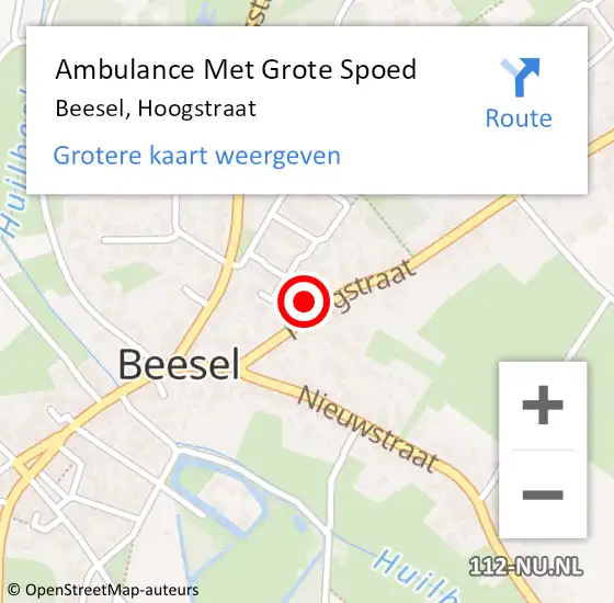 Locatie op kaart van de 112 melding: Ambulance Met Grote Spoed Naar Beesel, Hoogstraat op 26 december 2017 07:59