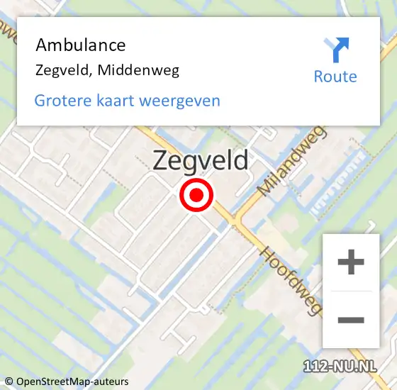 Locatie op kaart van de 112 melding: Ambulance Zegveld, Middenweg op 26 december 2017 08:33