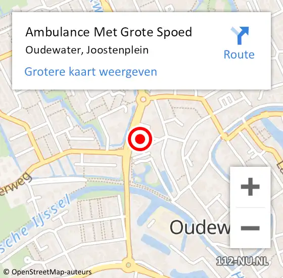 Locatie op kaart van de 112 melding: Ambulance Met Grote Spoed Naar Oudewater, Joostenplein op 26 december 2017 09:38