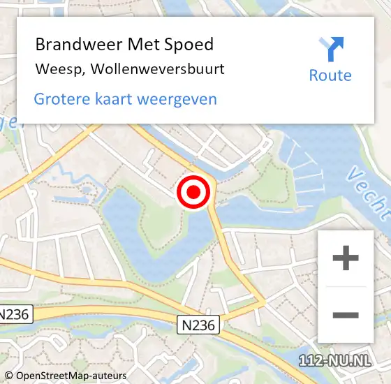 Locatie op kaart van de 112 melding: Brandweer Met Spoed Naar Weesp, Wollenweversbuurt op 26 december 2017 09:59