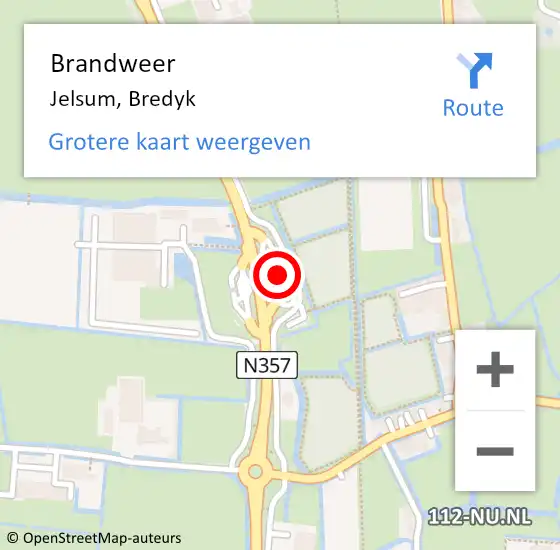 Locatie op kaart van de 112 melding: Brandweer Jelsum, Bredyk op 26 december 2017 10:33