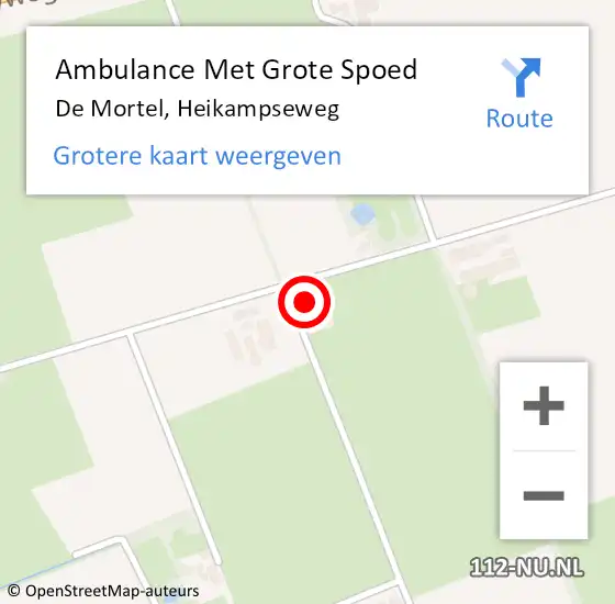 Locatie op kaart van de 112 melding: Ambulance Met Grote Spoed Naar De Mortel, Heikampseweg op 26 december 2017 10:43