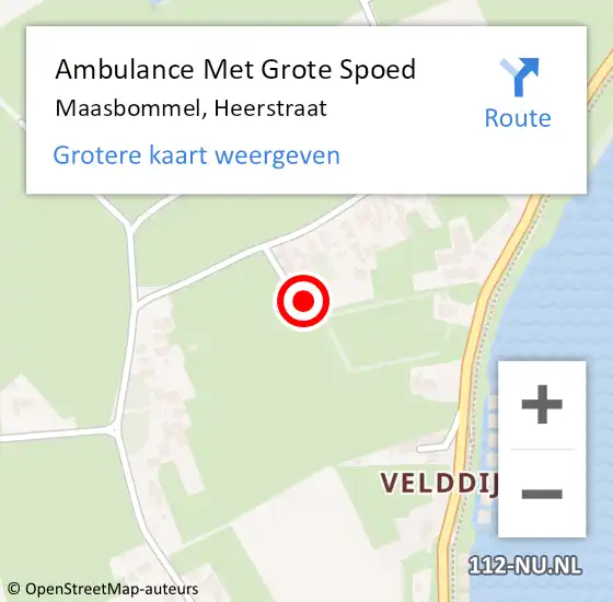 Locatie op kaart van de 112 melding: Ambulance Met Grote Spoed Naar Maasbommel, Heerstraat op 26 december 2017 11:06