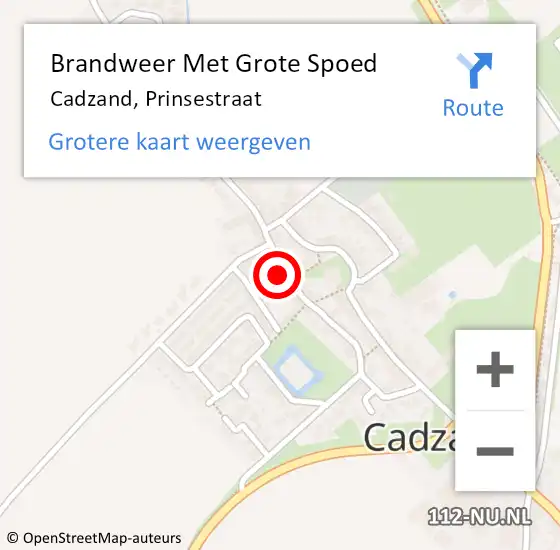 Locatie op kaart van de 112 melding: Brandweer Met Grote Spoed Naar Cadzand, Prinsestraat op 26 december 2017 11:22