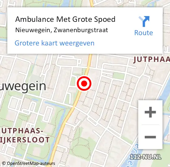 Locatie op kaart van de 112 melding: Ambulance Met Grote Spoed Naar Nieuwegein, Zwanenburgstraat op 26 december 2017 11:27