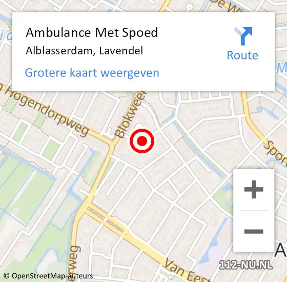 Locatie op kaart van de 112 melding: Ambulance Met Spoed Naar Alblasserdam, Lavendel op 26 december 2017 12:10