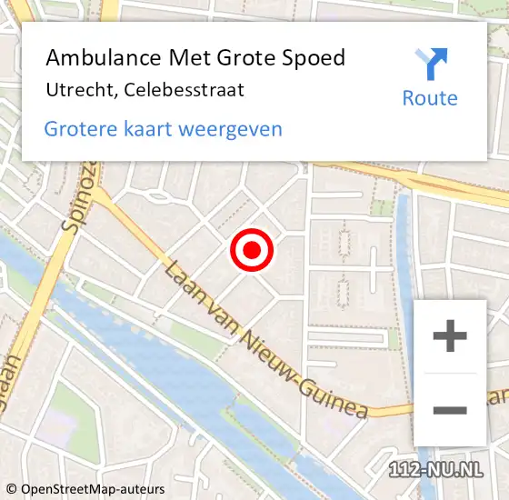 Locatie op kaart van de 112 melding: Ambulance Met Grote Spoed Naar Utrecht, Celebesstraat op 26 december 2017 12:20