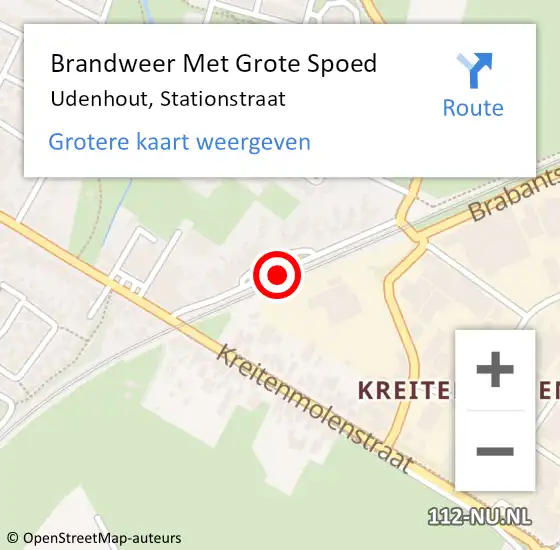 Locatie op kaart van de 112 melding: Brandweer Met Grote Spoed Naar Udenhout, Stationstraat op 26 december 2017 12:24