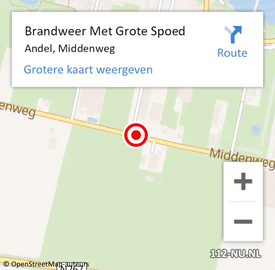 Locatie op kaart van de 112 melding: Brandweer Met Grote Spoed Naar Andel, Middenweg op 26 december 2017 12:36