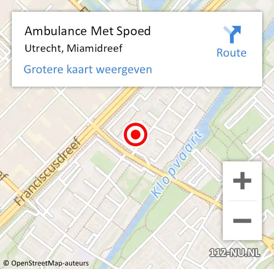 Locatie op kaart van de 112 melding: Ambulance Met Spoed Naar Utrecht, Miamidreef op 26 december 2017 12:57