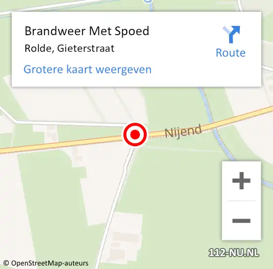 Locatie op kaart van de 112 melding: Brandweer Met Spoed Naar Rolde, Gieterstraat op 26 december 2017 13:15