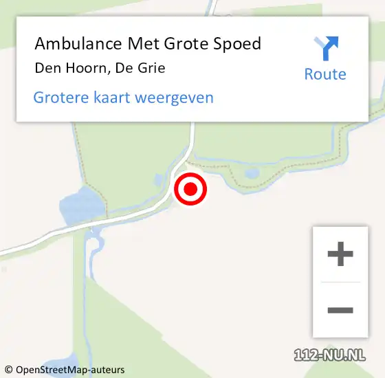 Locatie op kaart van de 112 melding: Ambulance Met Grote Spoed Naar Den Hoorn, De Grie op 26 december 2017 14:14