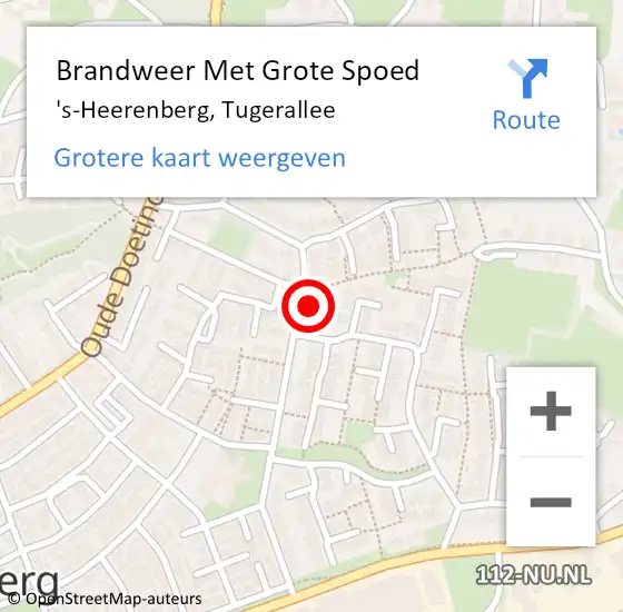 Locatie op kaart van de 112 melding: Brandweer Met Grote Spoed Naar 's-Heerenberg, Tugerallee op 26 december 2017 14:16