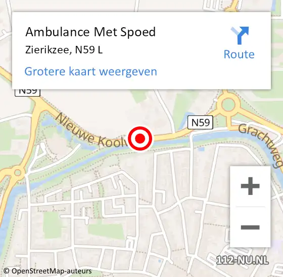 Locatie op kaart van de 112 melding: Ambulance Met Spoed Naar Zierikzee, N59 L op 26 december 2017 14:23